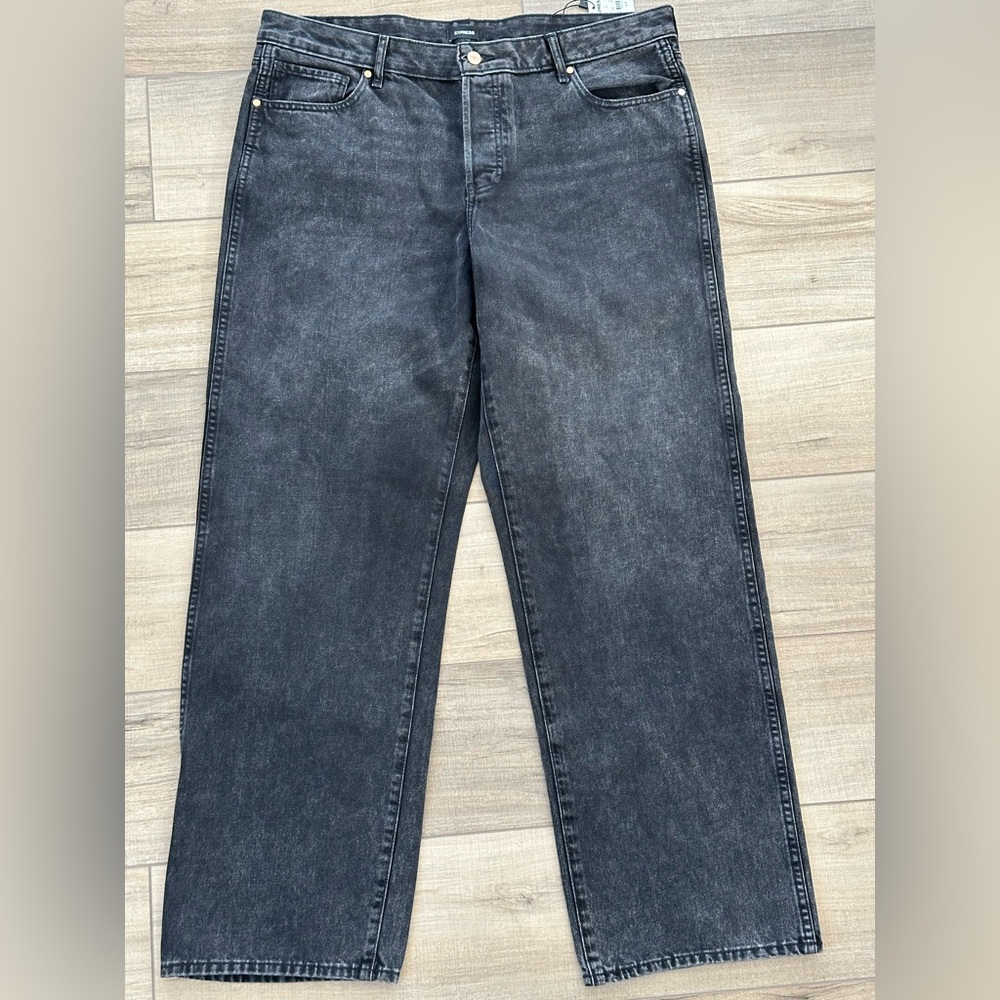 Express wide leg black denim jeans.  NWT